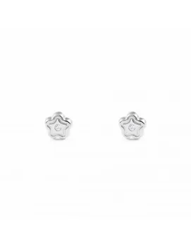 

Baby earrings or Girl White Gold Margarita 5 petals with frame