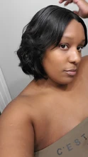 Celie Bob-Peluca de cabello humano liso con encaje frontal, postizo de pelo liso con cierre de 4x4 de densidad 150
