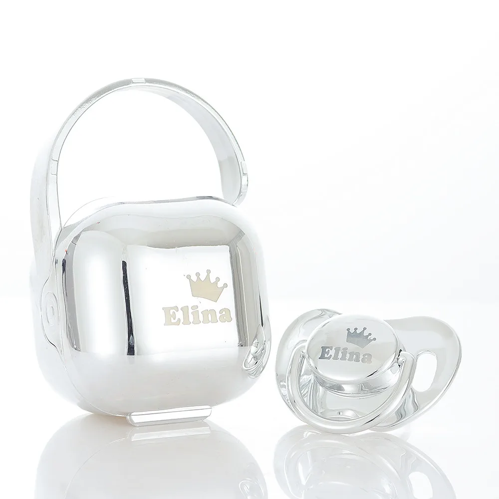 MIYOCAR personalized custom any name luxurious BPA free black white baby pacifier and pacifier storage box Nipple Storage PBS-G