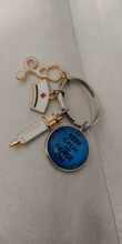 Estetoscopio de jeringa médica para enfermera, imagen creativa de llaveros de cristal en cabujón y cúpula de cristal, colgante de llavero, regalo, nueva moda