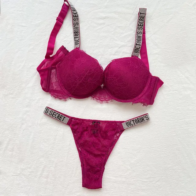2 Piece Lingerie Set Letter Sexy Bras Luxury brand Underwear Women Sets Pink Comfort Push Up Plus Size Bra Panty Lingerie Set VS