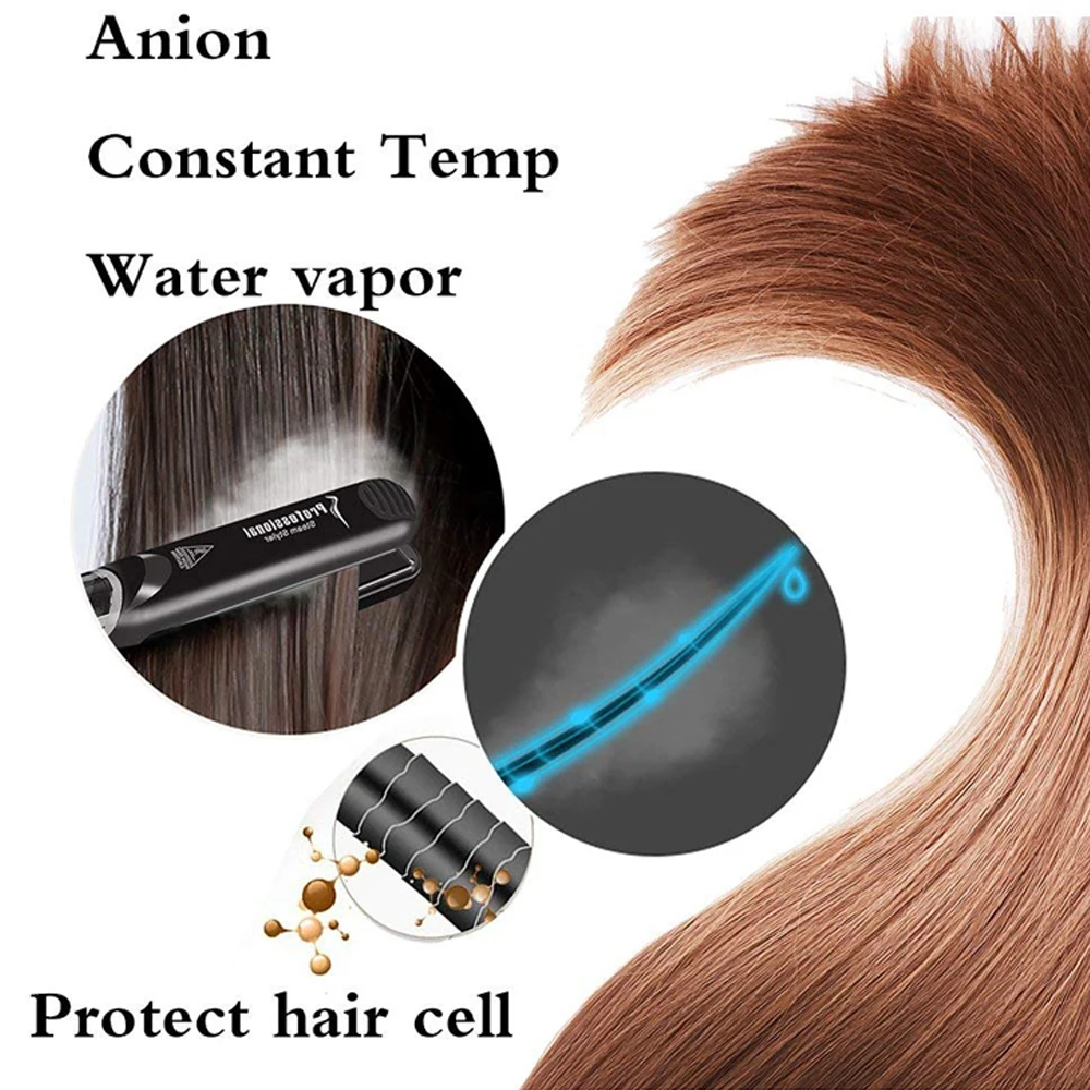  Professional Hair Straightener Curler Salon Steam Mini Tourmaline Ceramic Vapor Straightening Flat 