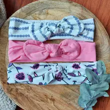 3 unids/set bebé diadema accesorios para el cabello niñas de algodón de conejo oreja turbante arco Hairband elástico bebé princesa día de Navidad regalos
