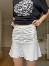 Minifalda de los 90 para mujer, ropa de playa a la moda Y2K, accesorio blanco, faldas plisadas Harajuku, de cintura alta, para verano