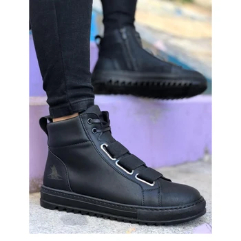 

BA0060 3 Tape Waterproof Lace-Up Zipper Black Men 'S Sports Boots. Shoe, boot, sneaker, van, chaussure, air, para, flip, cover