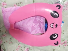 Asiento de entrenamiento para el baño asiento de inodoro portátil, Material PP para niños pequeños con bolsa de transporte y 10 paquetes de fundas desechables para asientos de inodoro (rosa)