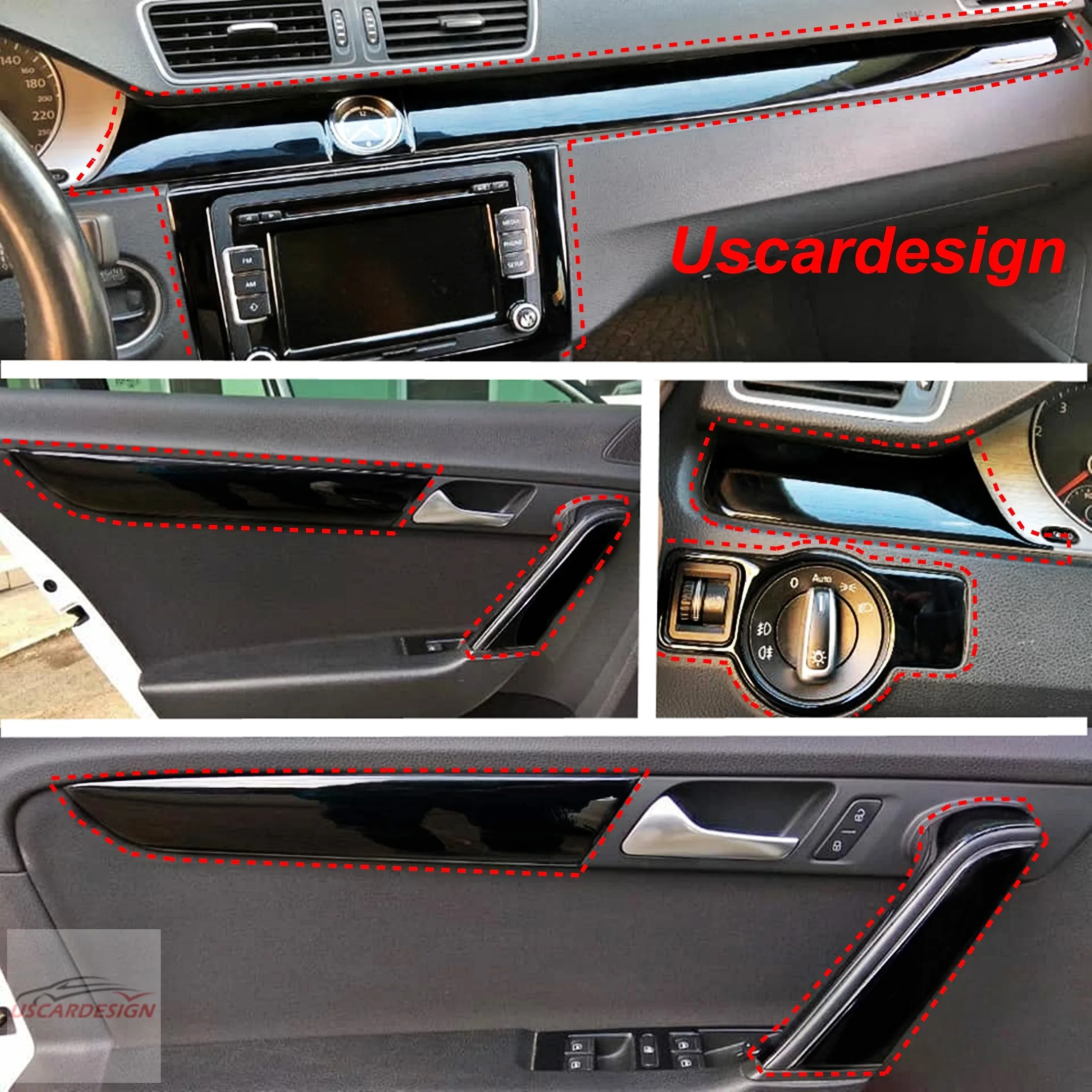 Sammenlignelig hellig Ødelæggelse For Passat B7 (2010-2014) Full (dashboard + Doors) Decor Frame Set, Trim  Accessorie, Piano Black, Carbon Fiber, Red - Interior Mouldings - AliExpress