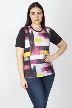 

Sans Textile Women 'S Black Cotton Fabric Front Print Blouse 65 N16091