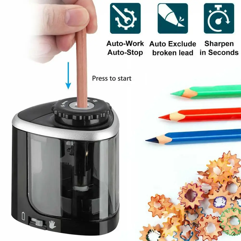 

1PCS Electric Auto Pencil Sharpeners School Safe Student Helical Steel Blade Sharpener for Artists Kids Adults Colored Pencils