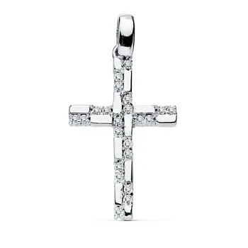 

Pendant 18k white gold cross 19mm. Zircons rectangles smooth alternate