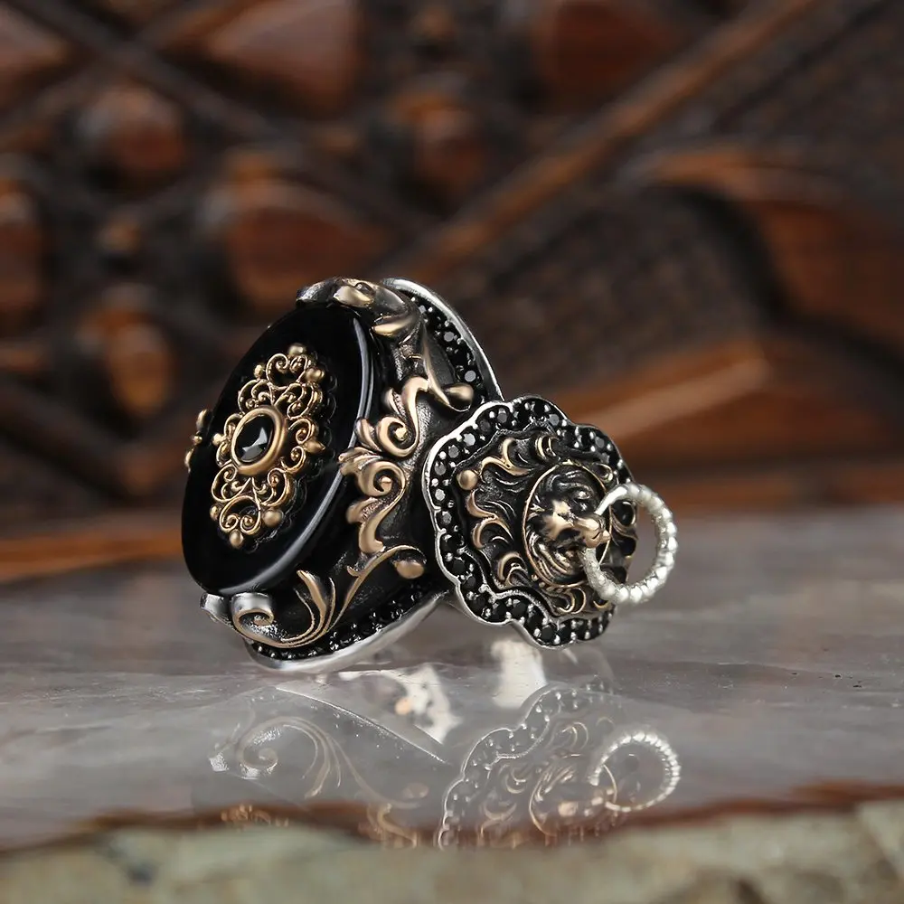 

Real Pure 925 Sterling silver ring real onyx stone hand made made in turkey luxury and trendy model vintage style model