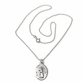 

Pendant 925 Sterling silver m Virgin Girl 24mm. Oval medal chain 45cm. Ball smooth closure reasa