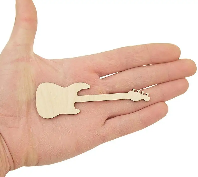 

Wooden Electric Guitar (10cm) Shape Cut Art Projects Craft Decoration Gift Decoupage Ornament 0117