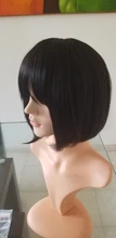 Bob corto pelucas de cabello humano brasileño liso, pelucas de corte corto Remy para mujeres negras, Color Natural, pelucas de máquina completa con explosión