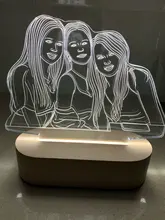 Night-Light Wooden-Base Text-Photo Christmas-Gift Customized Wedding DIY Holiday 