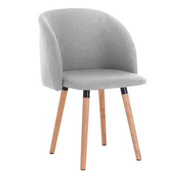 

Linen Reception Kitchen Dining Chair Counter Lounge Leisure Living Room Corner Chair with Backrest Soft Cushion Sturdy Wood Legs
