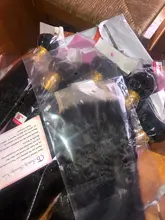 Extensiones de cabello humano 100%, 3 mechones rizados brasileños con cierre, 4x4 pulgadas, color 1b, belleza de moda, no remy, 4 Uds. En total