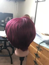 Pelucas de cabello humano corto corte Pixie, pelo liso brasileño Remy, hecha a máquina peluca con flequillo, Color 99J/30 #
