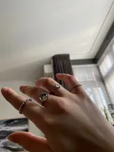 Anillos metálicos de dedo con piedras coloridas para mujer y niña, HZ, 2019, Vintage, color plata, para verano