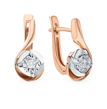 

Gold earrings with diamonds sunlight sample 585