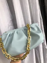 Bolso de mano de día para mujer, cadena dorada gruesa, pinza para masa, bolso de hombro, bolsa de hombro, Baguette plisado, 2021
