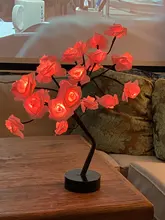 Table-Lamp Night-Lights Bedroom Decor Flower-Tree Rose Christmas Xmas LED USB Wedding