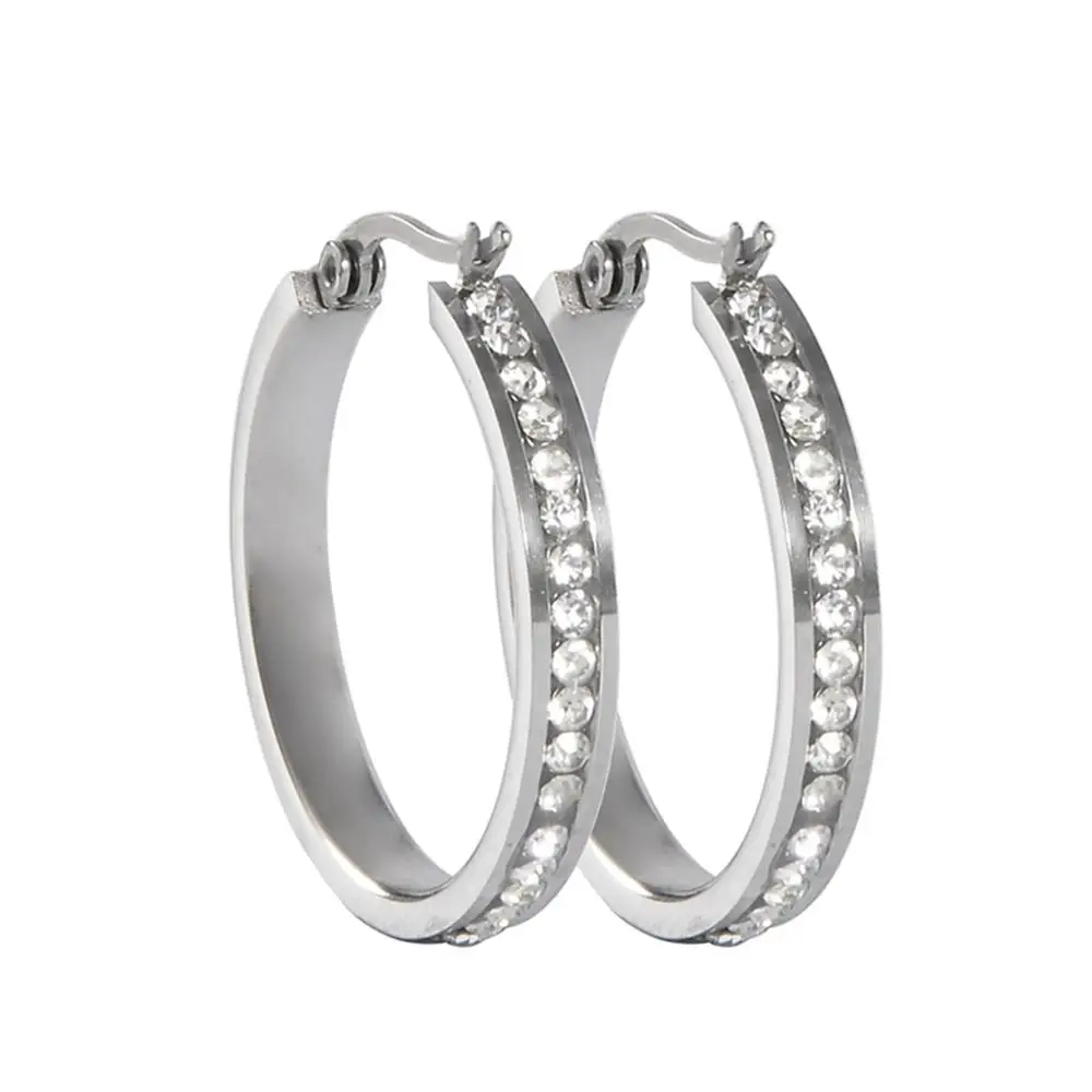 earrings Модные круглые серьги, стразы, классические большие круглые серьги, популярные серебряные серьги, стразы, круглые серьги - Окраска металла: earrings