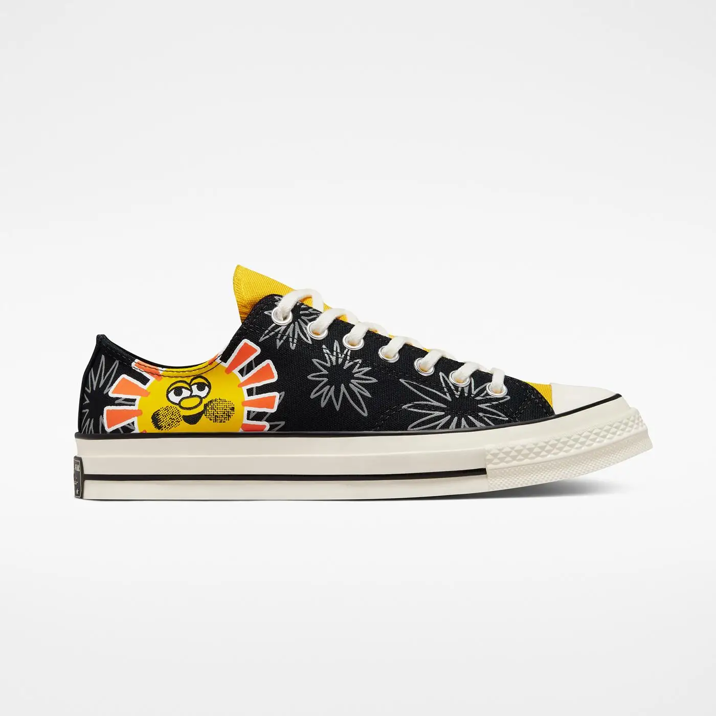 Оригинальные черные кроссовки Converse Chuck 70 с цветочным принтом в стиле унисекс 172825C