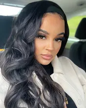 Yomagic-pelucas con onda de encaje frontal para mujer, cabello sintético de Color negro, sin pegamento, con línea de pelo Natural