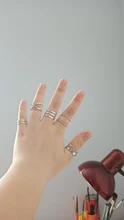 8 unids/set de Anillos geométricos huecas redondas bohemias para mujer, anillo abierto cruzado, anillo de dedo nudillo, joyería