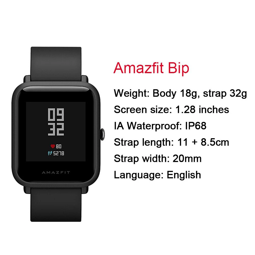 Умные часы глобальная версия Amazfit Bip мужские время автономной работы 45 дней