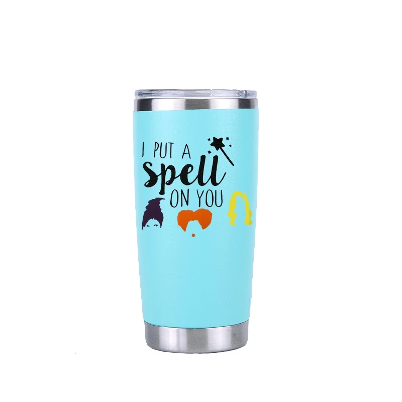 20 oz mint Хэллоуин hous Pocus 30 oz тумблер путешествия автомобиль пивная кружка с двойными стенками Изолированная вакуумная фляжка из нержавеющей стали Термос кофейные кружки - Цвет: 20 oz mint