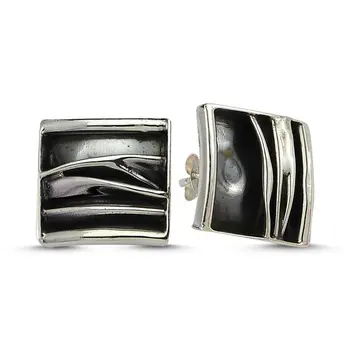 

Angemiel 925 Sterling Silver Square Wrinkled Earrings