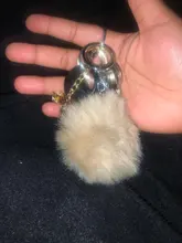 LLavero de piel falsa de 8cm para automóvil, llavero para automóvil con pompón, cadenas de color plateado, pompones, imitación de piel de zorro y conejo, 1 Uds.