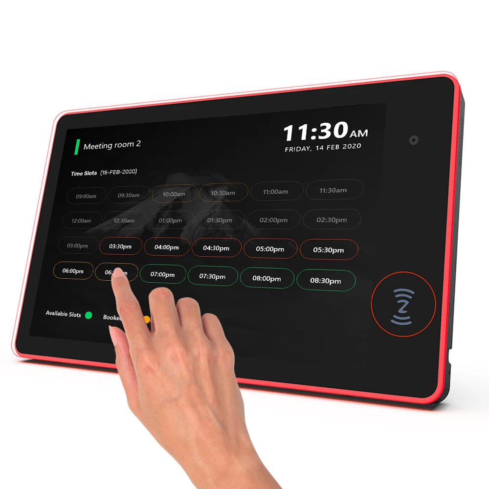 Updated-10.1 inch PoE Android tablet pc with LED bar-Multi-color-NFC for conference meeting room schedule display open source