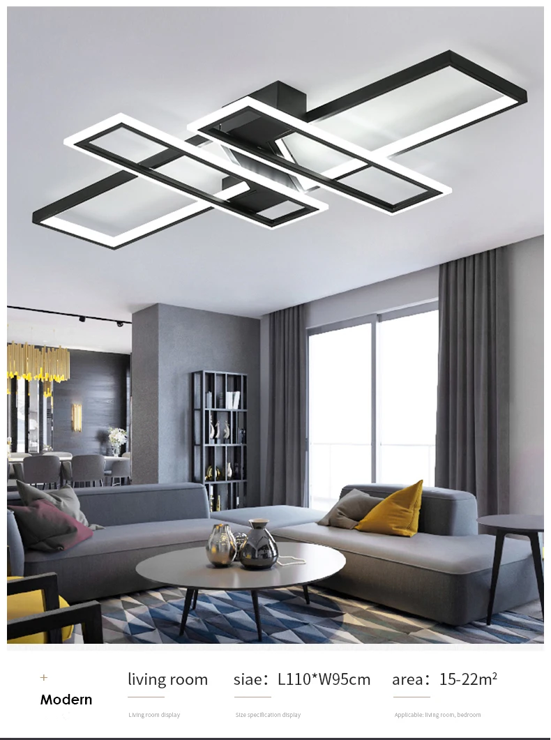 Modern Simple Design LED Chandelier For Living Room Bedroom Dining Room Kitchen Ceiling Lamp Black Creative Remote Control Light dining light fixtures