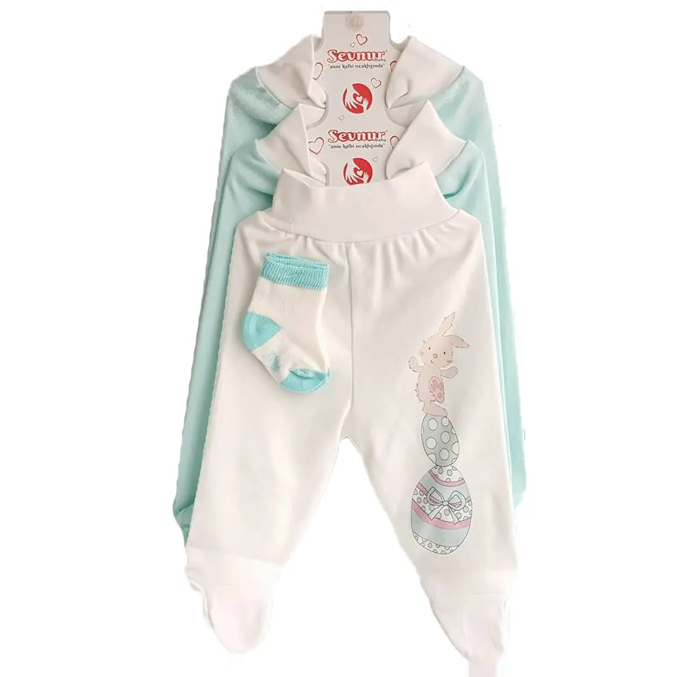 

Rabbit Socks Gift Green White 3 PCs Trolley Tek Bottom Set