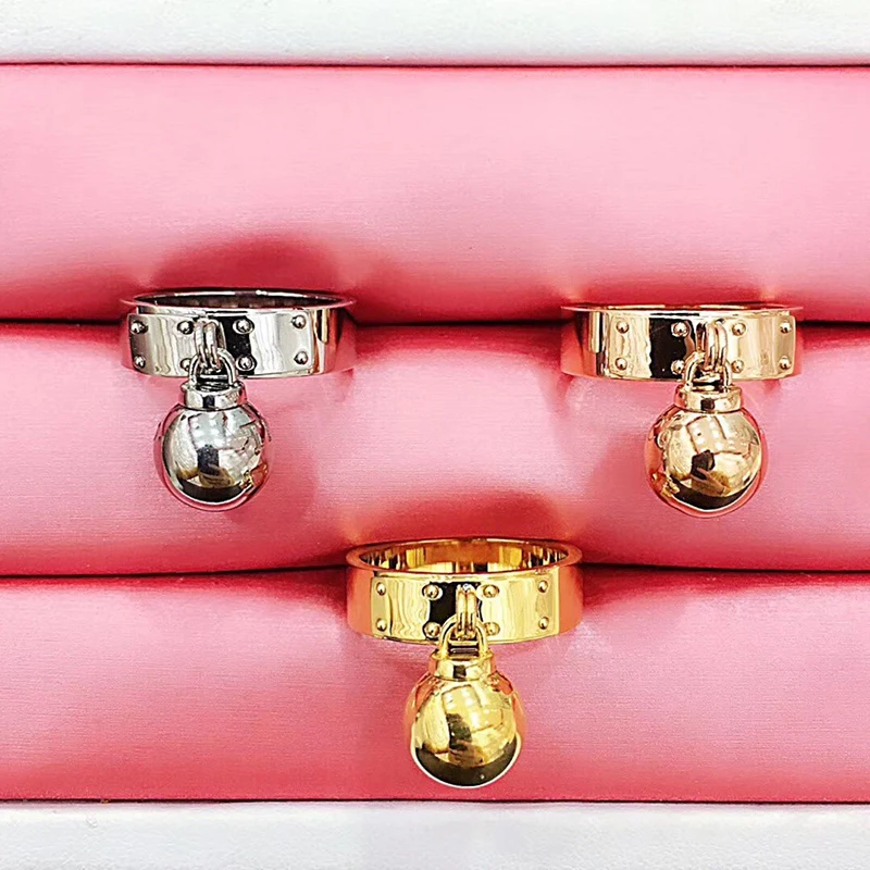 Hardware Jewelry Rings Logo titanium Lover Ring for Women Wedding Engagement Female Men pendant Ring Original Logo Fashion Gift (2)