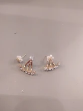 Pendientes coreanos de perlas de circonita para mujer, 1 Uds., cristal de corazón, flor, alas de Ángel, Clip geométrico, joyería con estilo