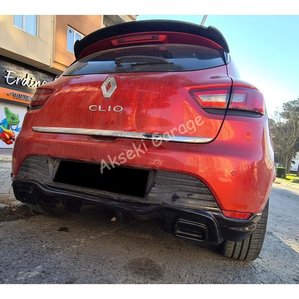 Renault Clio 4 Rs Diffusore + Punta Di Scarico Pianoforte Nero 2012-2016 -- Kit Carrozzeria Accessori Per Lo Styling Tuning Modifica Spoiler Wings