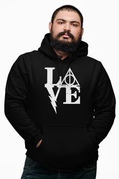 

Angemiel Wear Harry Poter Themed Love Black Male Hooded Sweatshirt