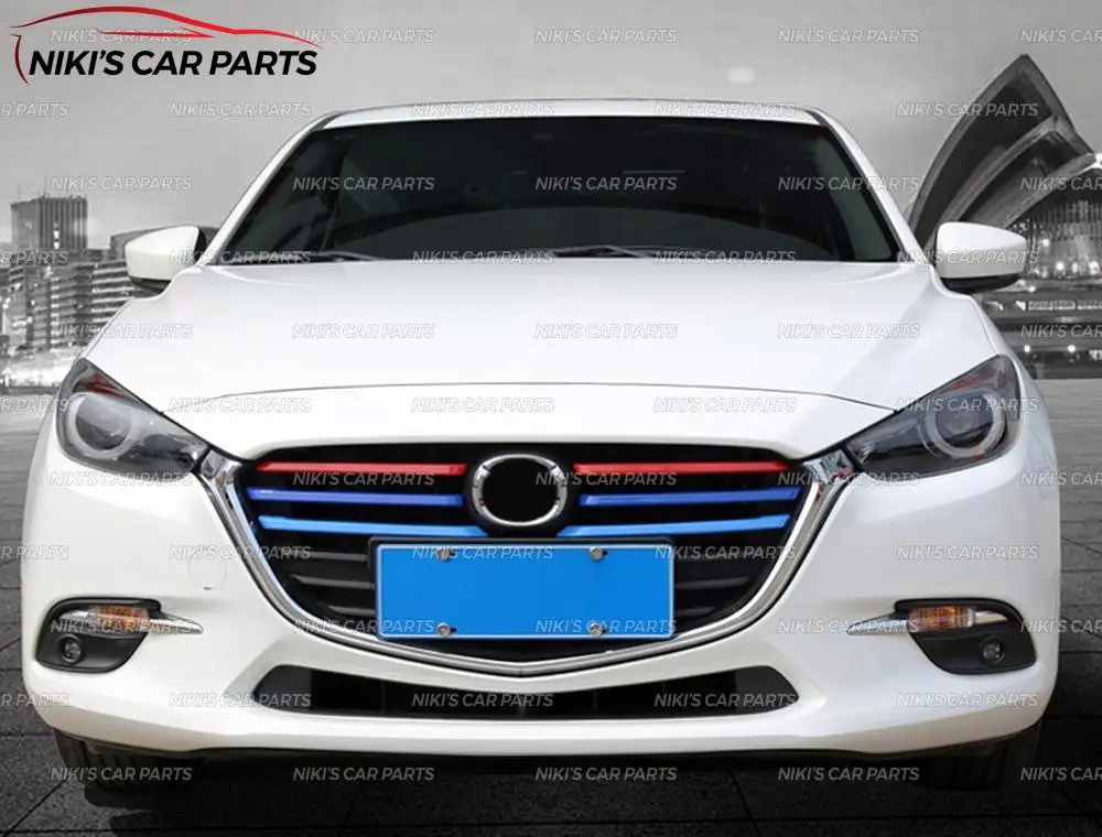 Цветные накладки на решетку радиатора для Mazda 3- ABS пластик 1 комплект/6 шт. литье украшения автомобиля Стайлинг