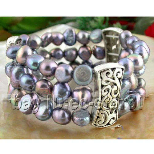 

New Arrival Unique Elastic Pearl Bracelet 3 Rows Baroque Freshwater Pearls Jewelry Wedding Party Birthday Charming Women Gift