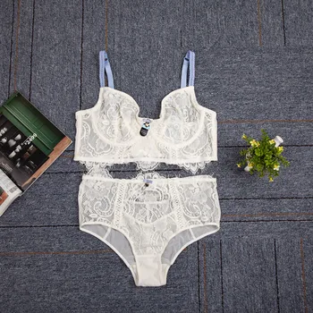 

Women Bra Lingerie Bief Set Sexy Underwear And Panty Fashion Steel Ring Ultra-thin Lace Elegant Women's Underwear Lingerie Set