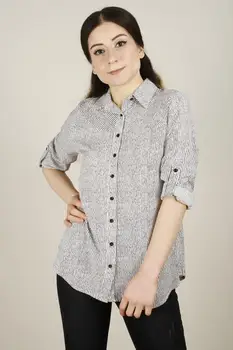 

Women's Sleeves Fold Striped Shirt