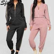 Sfit женский спортивный костюм с длинными рукавами комплекты свитеров Повседневная Толстовка спортивный костюм со спортивными брюками на молнии однотонный спортивный комплект для йоги