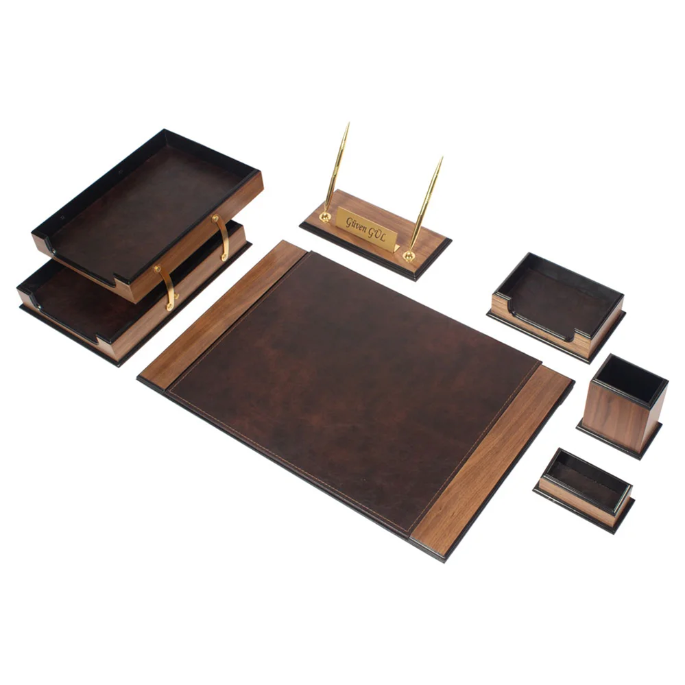 Prestige Luxury Wooden & Leather 8 Pieces Desk Set Desk Organizer Office Accessories  Desk Accessories Office Organizer Desk Pad - AliExpress