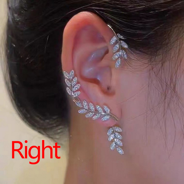 Crystal Leaf Ear Clip Non-Piercing Earring For Women Fashion Leaves Butterfly Ear Cuff Clip Jewelry Gift