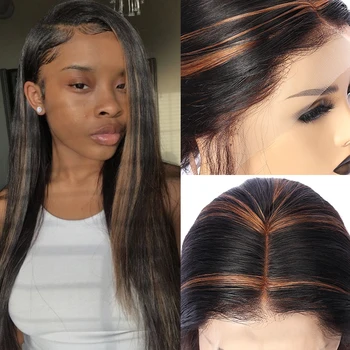

Swinging Forest 13x6 Lace Front Wig Human Hair Wigs for Women French Lace Wig Highlight Color Hair Straight Wig 150% Remy