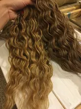 Noble rizado Ombre pelo mechones de cabello sintético Super largo rizado 1 Uds 28 -32 Rubio marrón mechones con extensiones de cabello